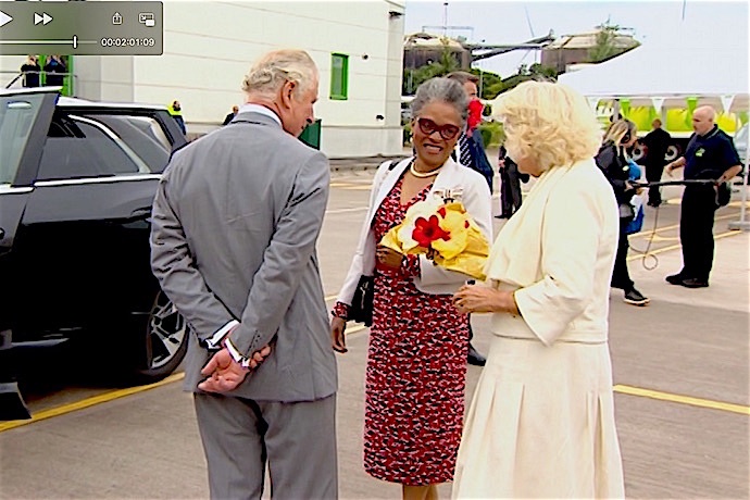 A posey of hibiscus flowers for The Duchess grown by the Lord-Lieutenant’s husband Bob