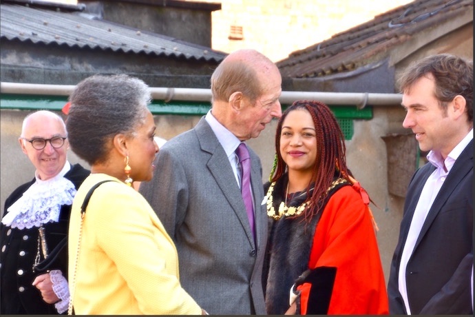 HRH the Duke of Kent is presented to Alistair Brearley, Managing Director, Thomas Ware Tannery