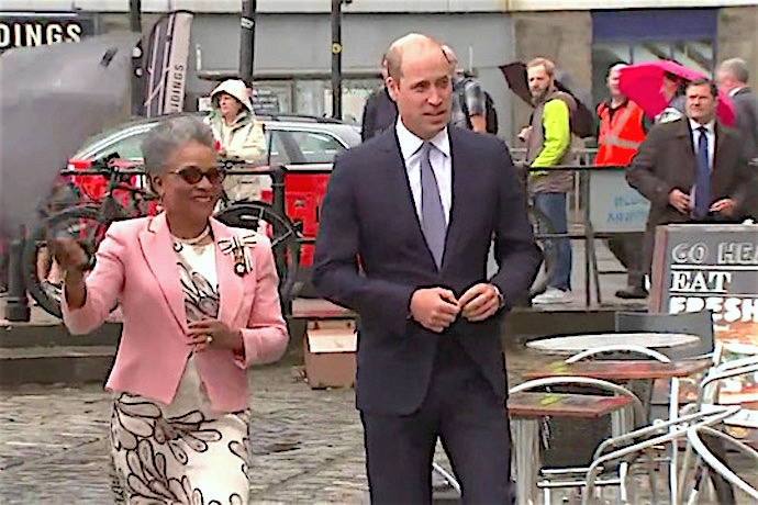 HRH is accompanied by Lord-Lieutenant Peaches Golding