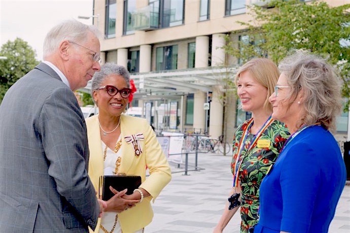 HRH is presented to Andrea Young (Chief Executive, Southmead Hospital) and Michele Romaine (Chair, Southmead Hospital)