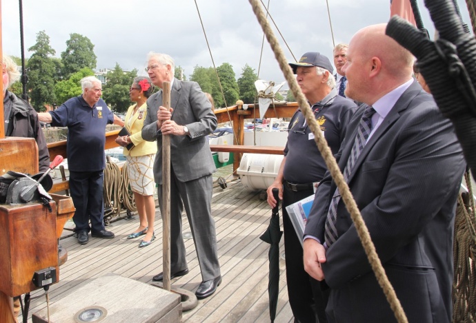 The Duke steers The Matthew along Bristol's Harbourside